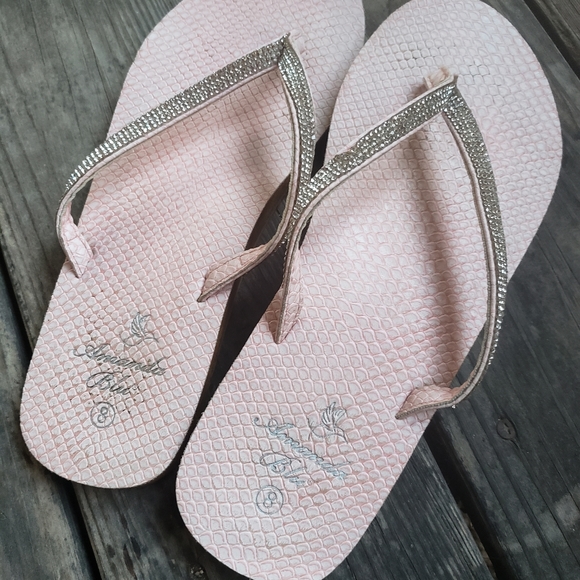 Amanda Blu pink rhinestone sandal flip flops size 8 - Picture 4 of 5